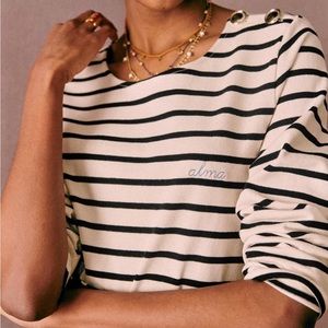 Sezane Colette Marinière - Size Small - Écru/Black